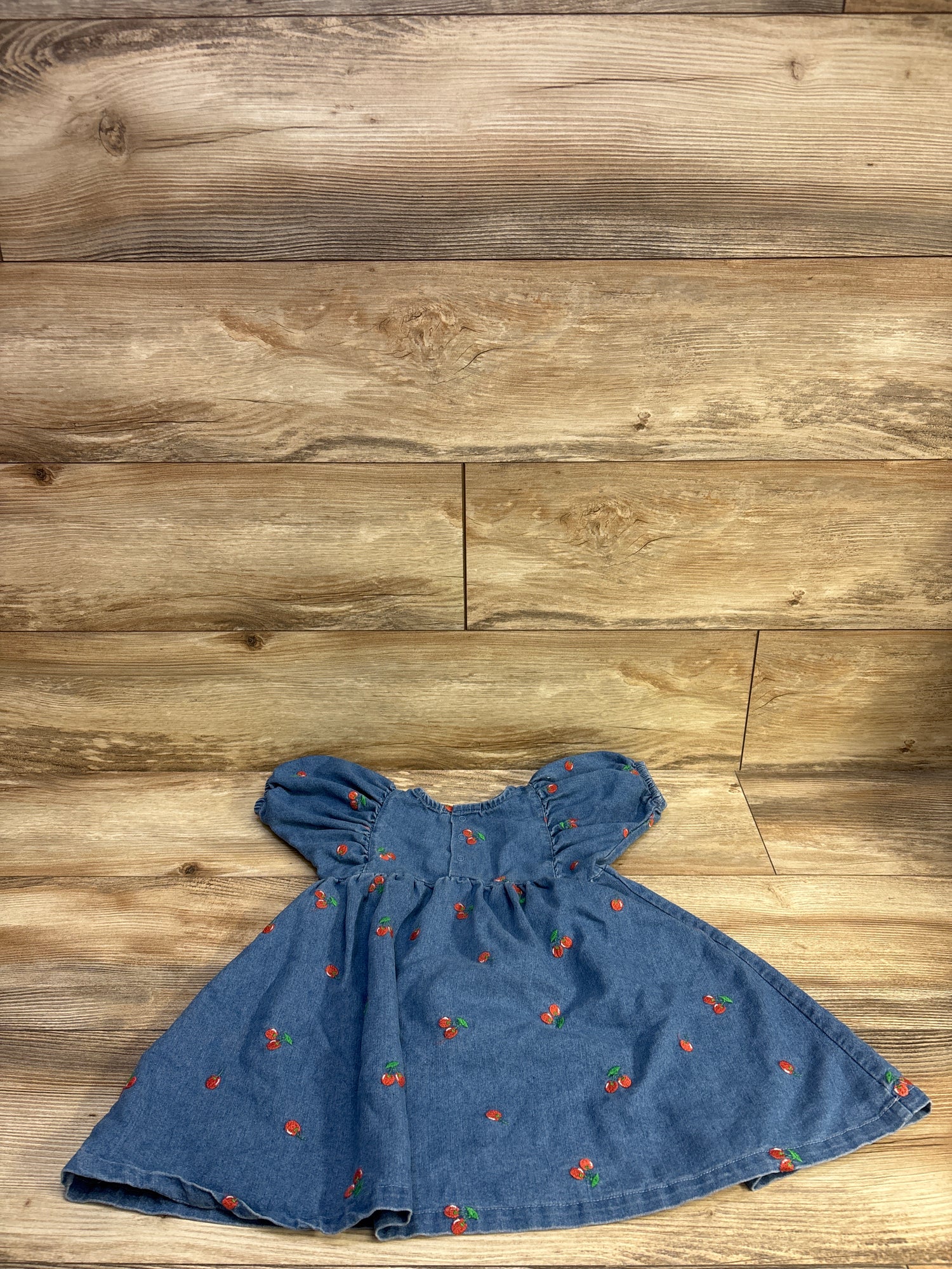 RZ by Rachel Zoe Embroidered Cherry Chambray Dress Blue sz 2T