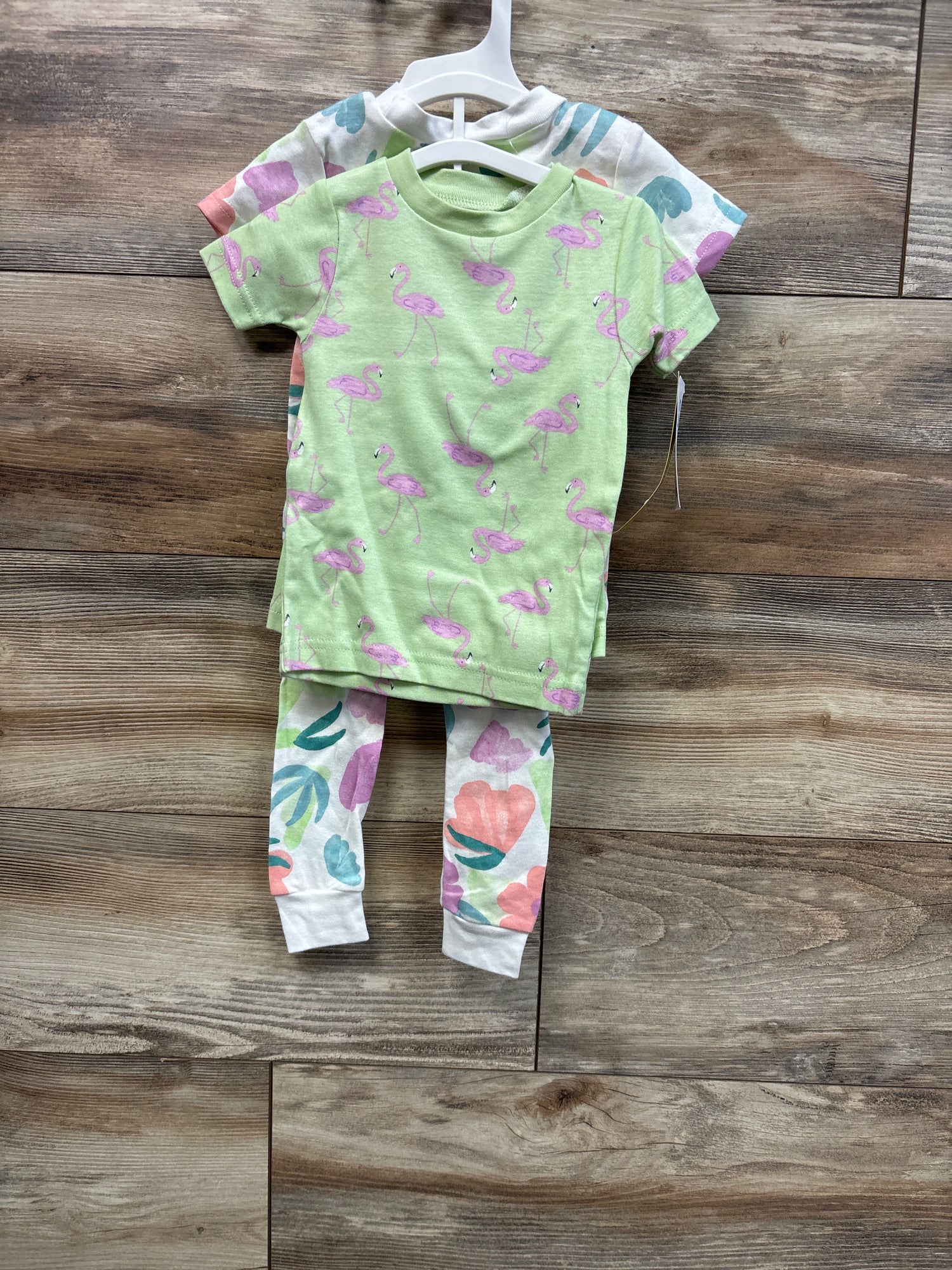 NEW Just One You 4pc Pajama Set Green/White sz 12m