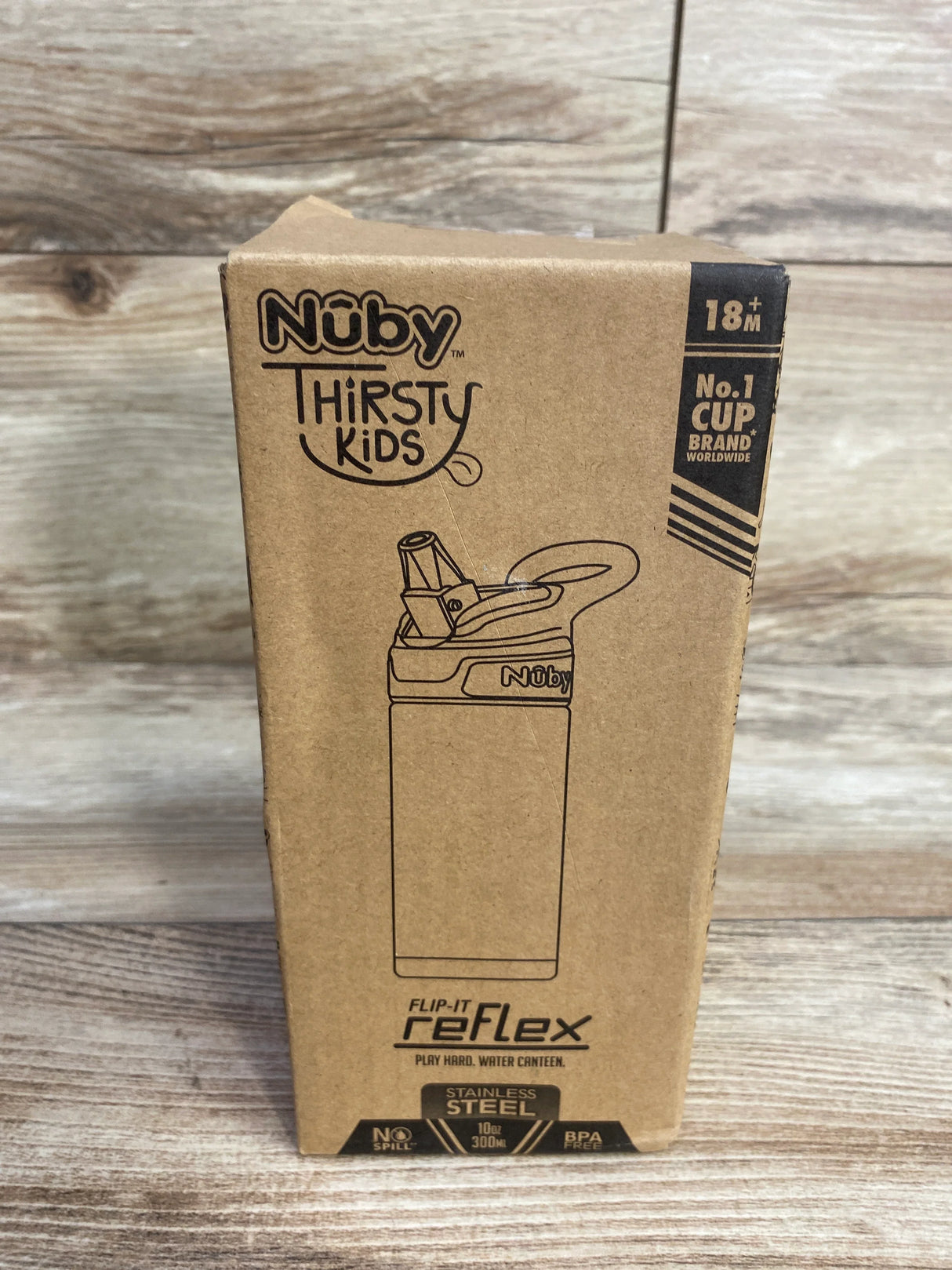 NEW Nuby Thirsty Kids Flip-It Reflex Stainless Steel Cup 10oz
