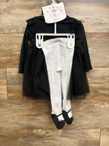 NEW Baby Starters 3pc Long Sleeve Dress, Footed Tights, & Headband Set Black sz 24m