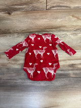 Kate Quinn Hearts and Llamas Long Sleeve Bodysuit Red sz 3-6m