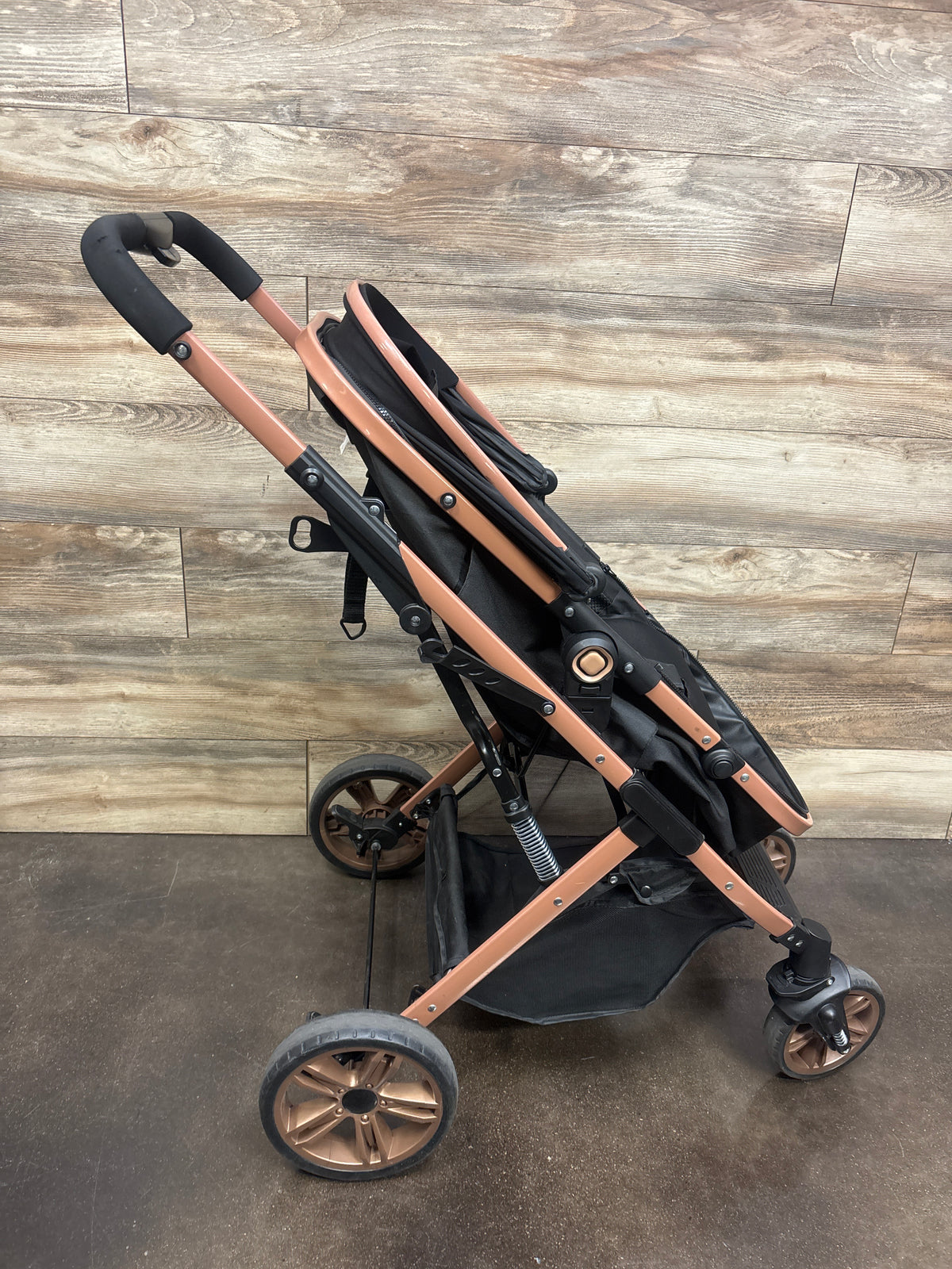 PEARLOVE 2-in-1 Foldable Stroller Pushchair with Adjustable Canopy - Black