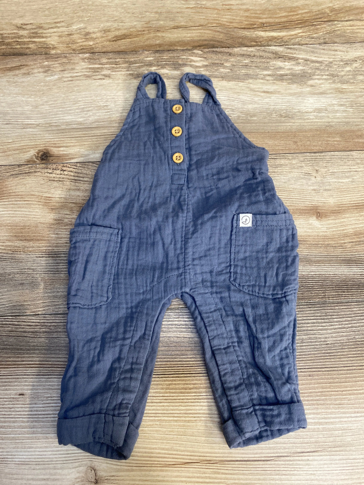 Little Planet Gauze Henley Knit Overalls Slate sz 3m