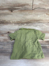 NEW Rabbit + Bear Organic Gauze Button-Up Shirt Green sz 18m
