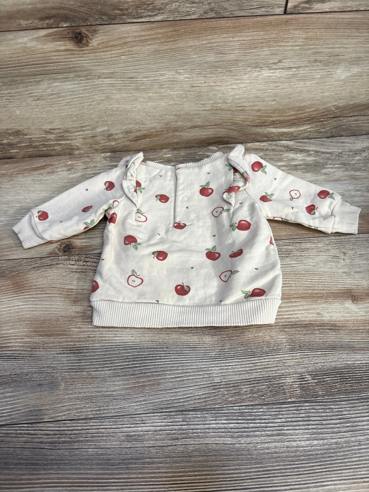Rabbit + Bear Apple Print Ruffle Sweatshirt Beige sz 0-3m - Me n Mommy To Be