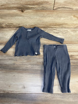Little Planet Organic 2pc Ribbed Henley Knit Shirt & Bottoms Set Grey sz 9m