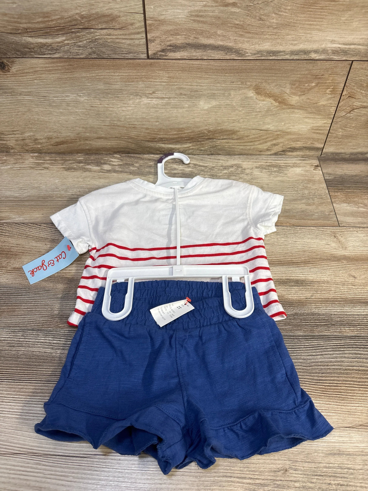 NEW Cat & Jack 2pc Fourth of July Shirt & Shorts Set White sz 2T