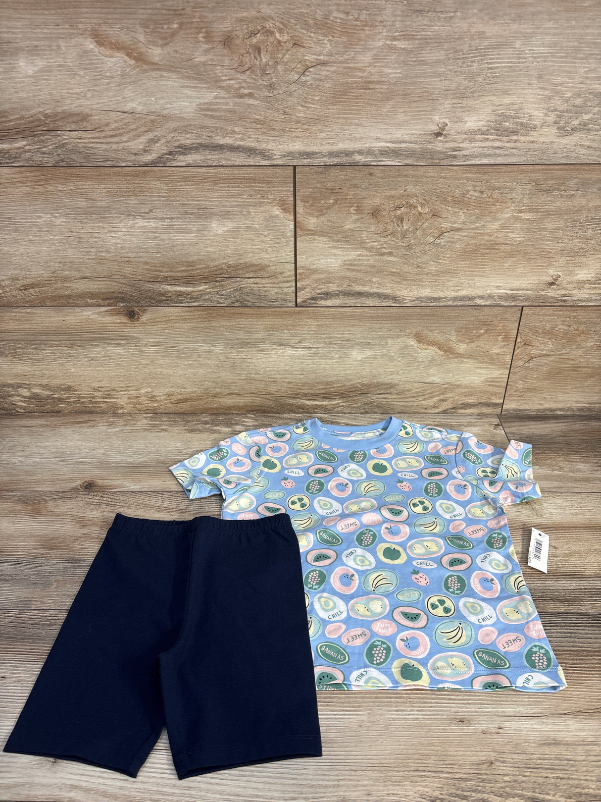 NEW Amazon Essentials 2pc T-Shirt & Bike Shorts Set Blue sz 5T