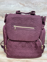 Buttons + Stitches Anabella Diaper Bag Backpack Maroon