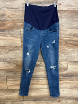 Full Panel Distressed Maternity Jeans Blue sz Medium