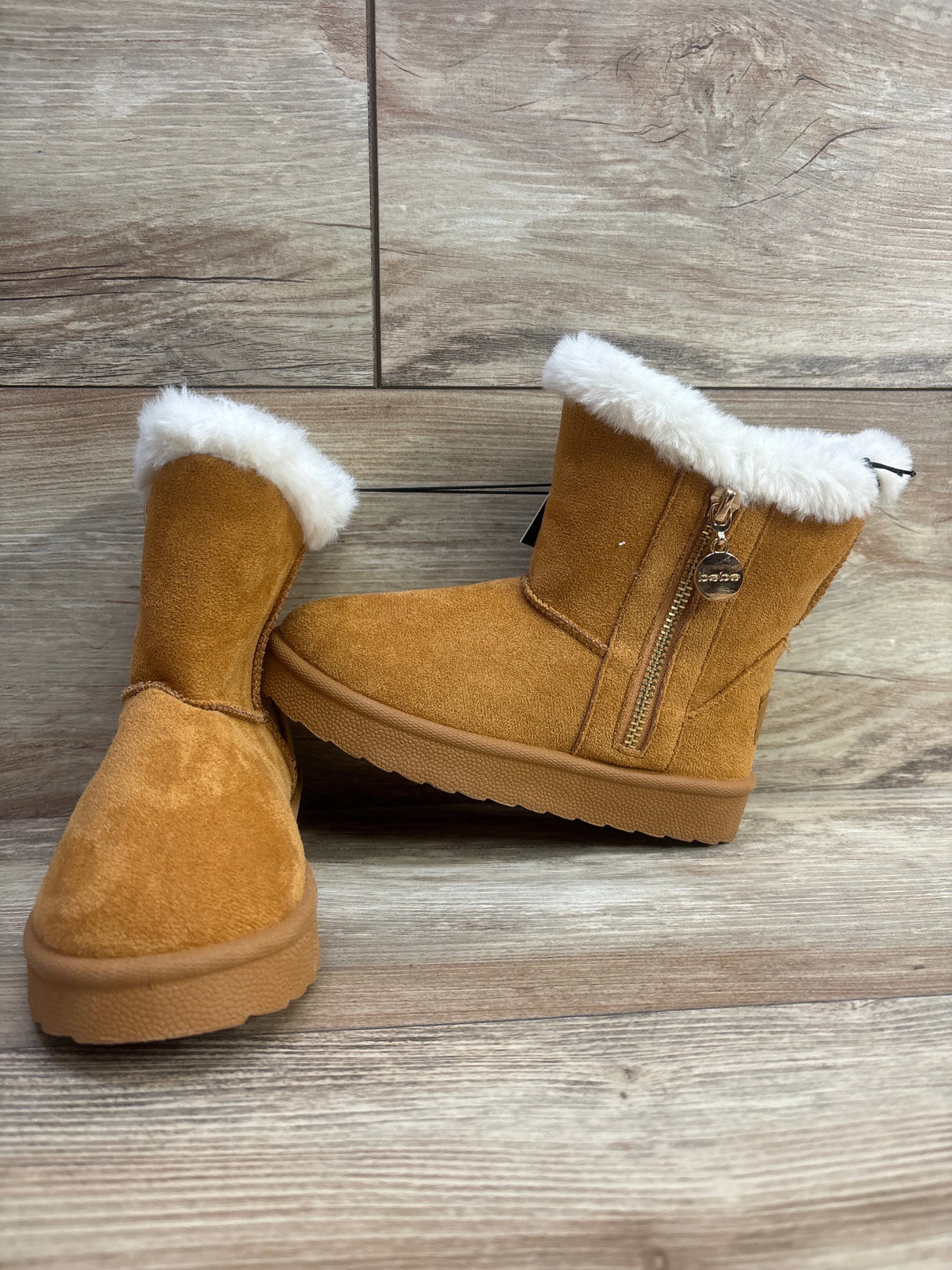 NEW Bebe Girls Faux Shearling Ankle Boots Brown sz 11c