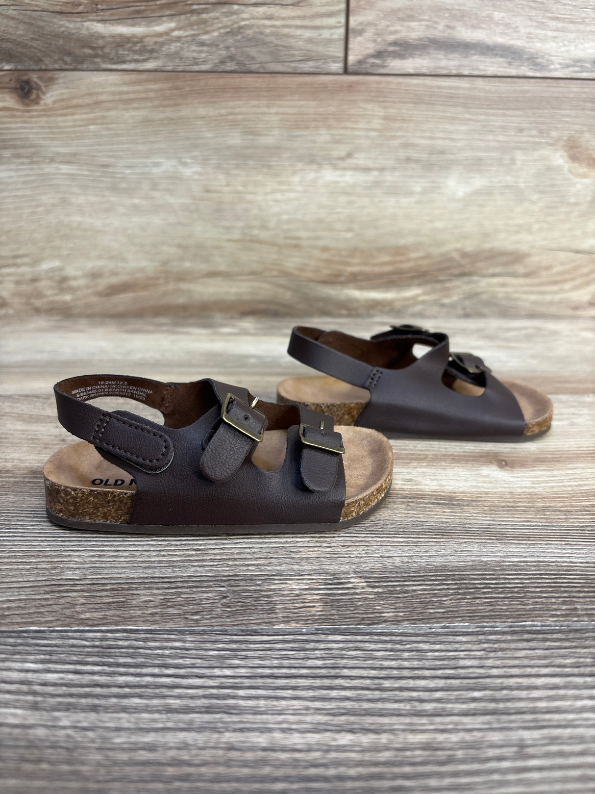 Old Navy Faux-Leather Double-Buckle Sandals Brown sz 4/5c