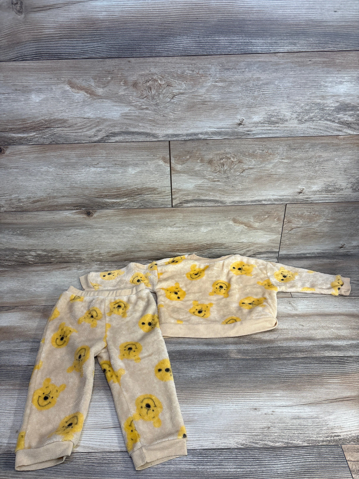 Disney Baby 2pc Plush Winnie The Pooh Pull Over Sweater Set Cream sz 18m