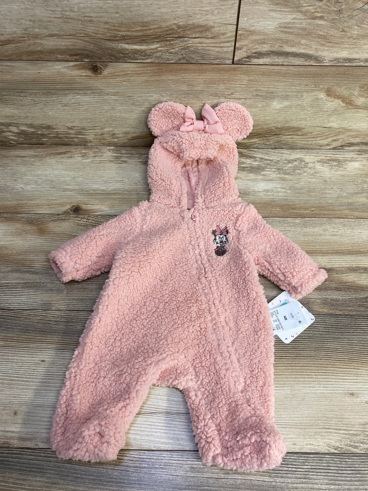 NEW Disney Baby Minnie Mouse Sherpa Hooded Coverall Pink sz Newborn