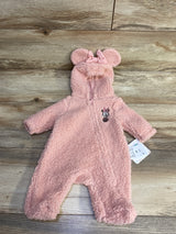 NEW Disney Baby Minnie Mouse Sherpa Hooded Coverall Pink sz Newborn