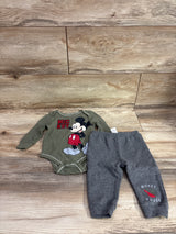 Disney Baby 2pc Mickey Mouse Long Sleeve Bodysuit & Pants Set Green sz 6/9m