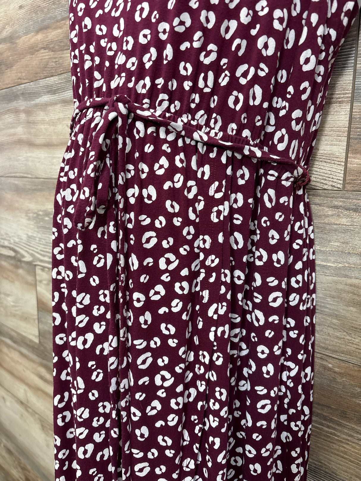 Isabel Maternity Leopard Belted Dress Burgundy sz Large