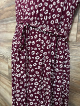 Isabel Maternity Leopard Belted Dress Burgundy sz Large