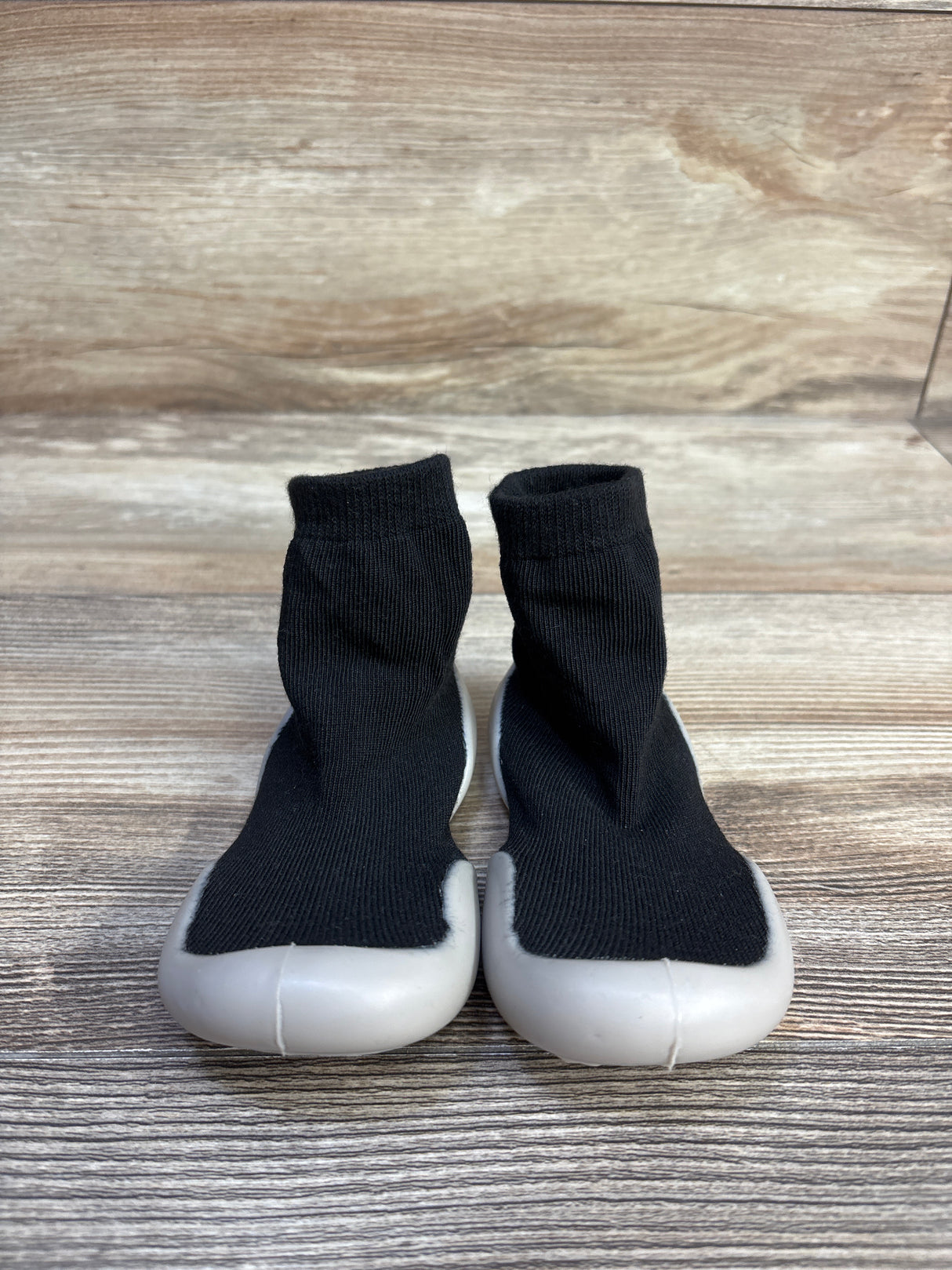 Baby Sock Shoes with Soft Rubber Sole Black Sz 6/7c