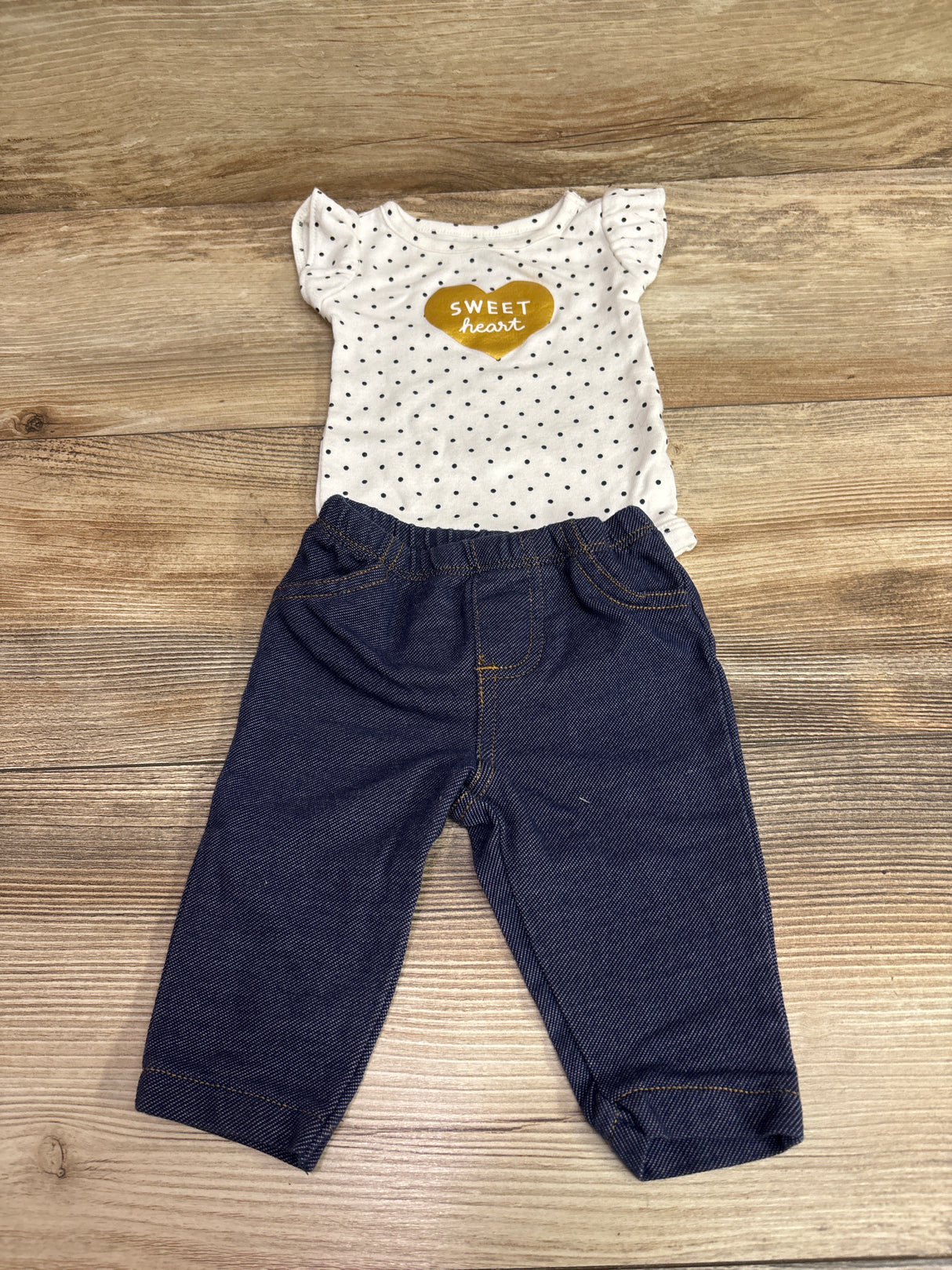 Carter's 2pc Sweet Heart Bodysuit & Jeggings Set White sz 3m