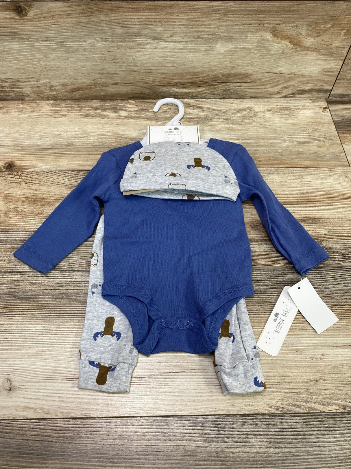 NEW Bloomin' Baby 3pc Bodysuit Set Blue sz 3-6m