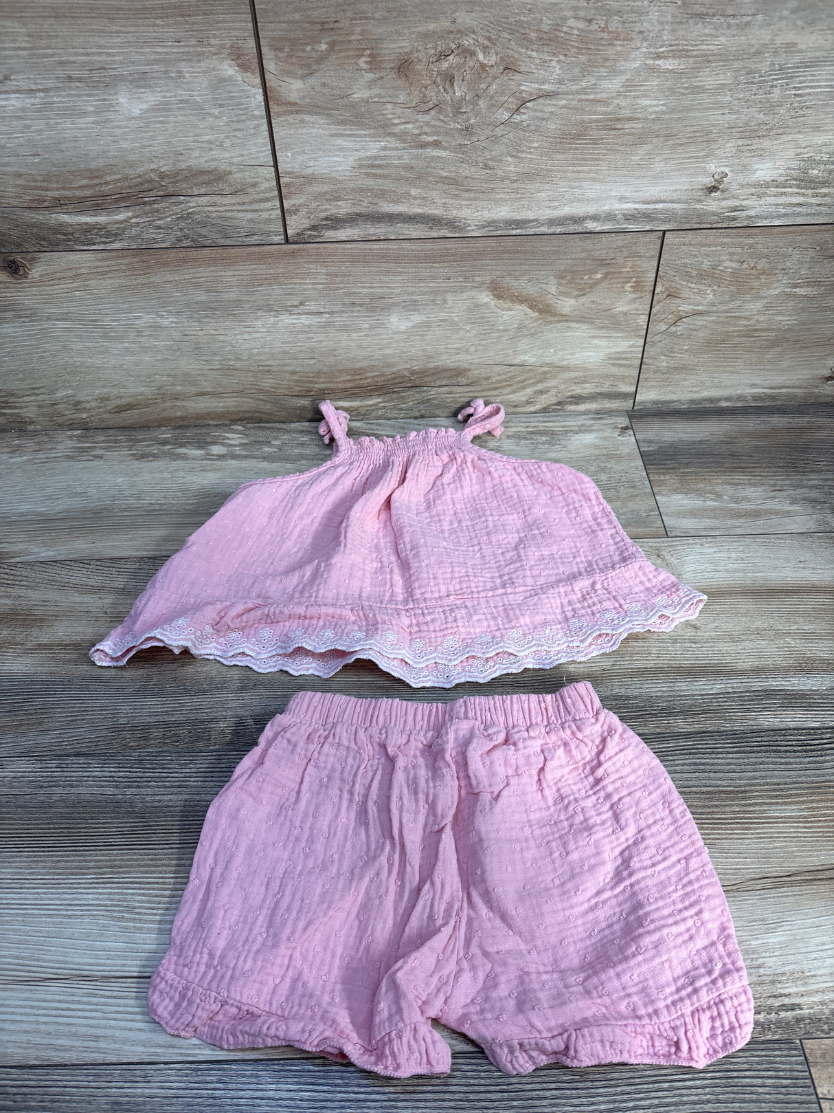 RZ by Rachel Zoe 2pc Gauze Swiss Dot Tank Top & Shorts Set Pink sz 3T