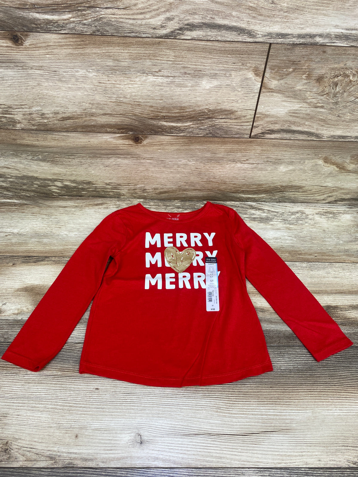 NEW Okie Dokie Merry Long Sleeve Shirt Red sz 5T