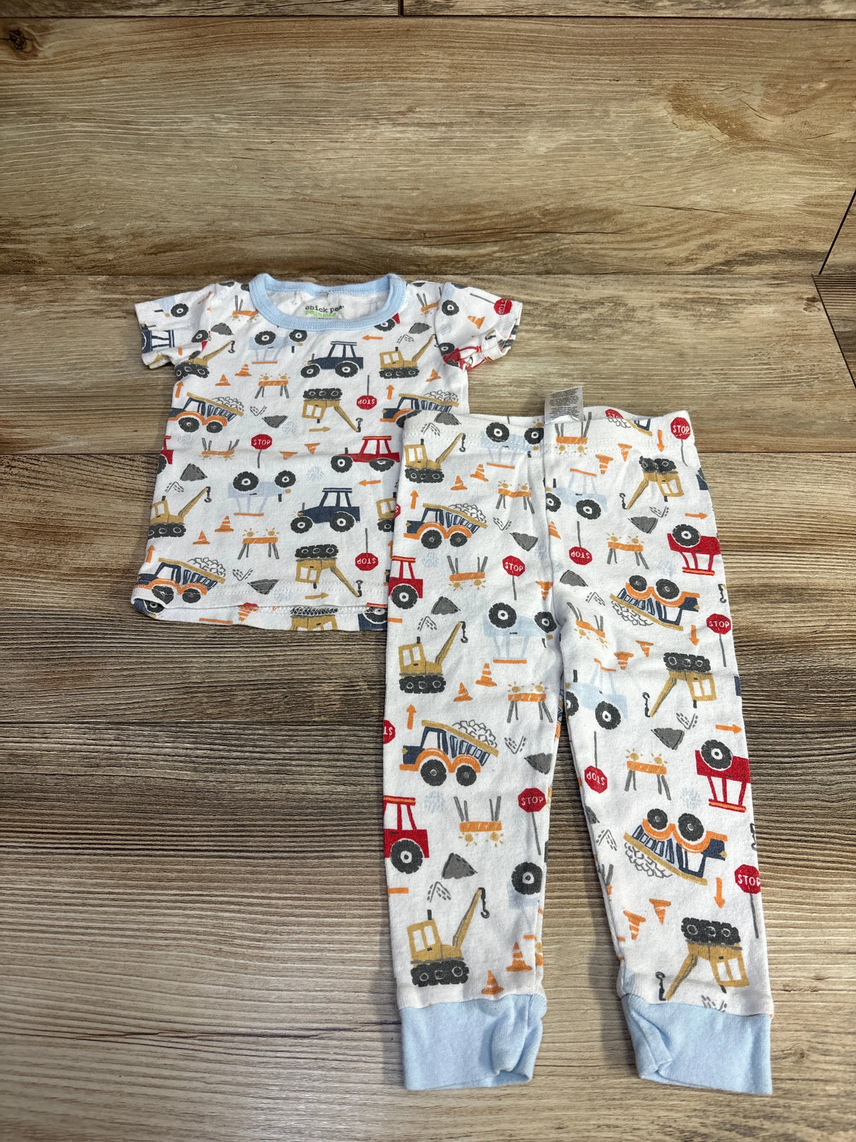Chick Pea 2pc Construction Pajama Set White sz 12m - Me n Mommy To Be
