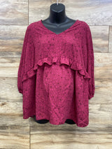 NEW Isabel Maternity Ruffle Waist Woven Top Berry sz Large