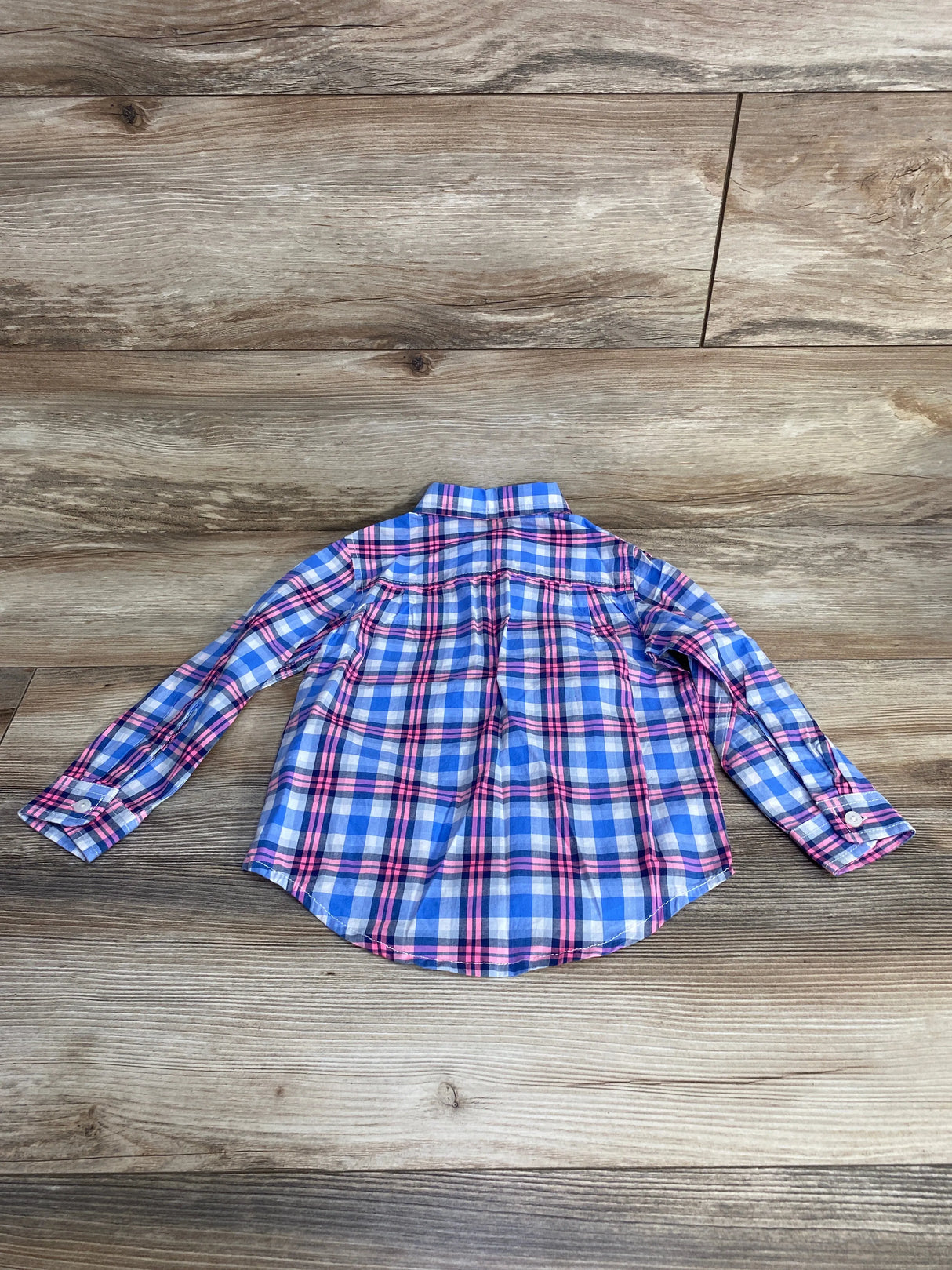Children's Place Plaid Button Up Shirt Blue sz 3T