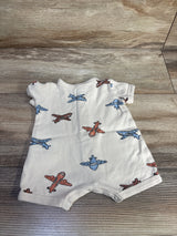 Carter's Airplane Button Front Romper Ivory sz Newborn