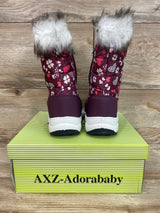 NEW Adorababy Girls Snow Boots Mid Calf Winter Fur Boots Purple Sz 12c