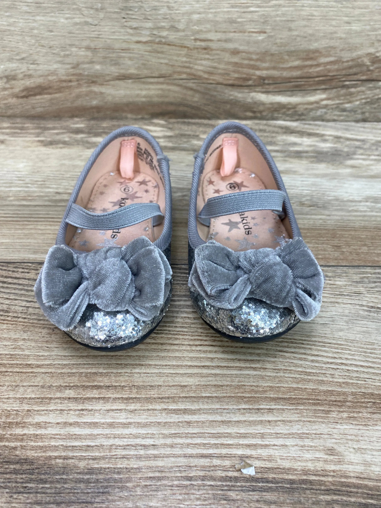 Koala Kids Silver Glitter Ballet Flats With Bows Sz 6c - Me n Mommy To Be