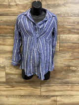 A Pea In The Pod Maternity Long Sleeve Tunic Blouse Blue sz Medium