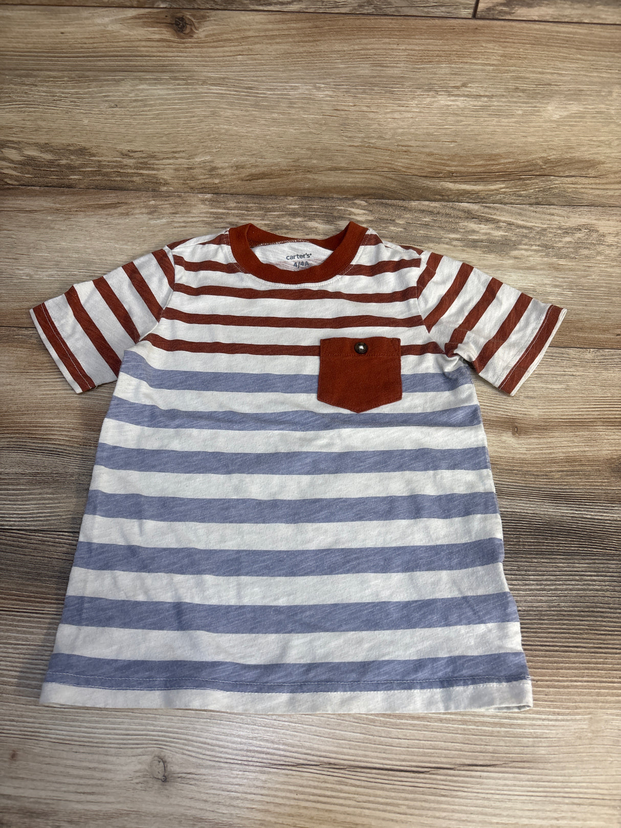 Carter's Striped Pocket Shirt Rust sz 4T