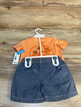NEW Carter's 'Little Builder Squad' 2pc Shirt & Shorts Set Orange sz 12m