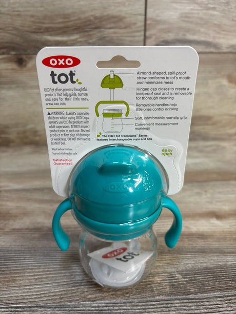 OXO Tot spill-proof sippy cup with handles, ideal for toddlers transitioning from bottles to cups.