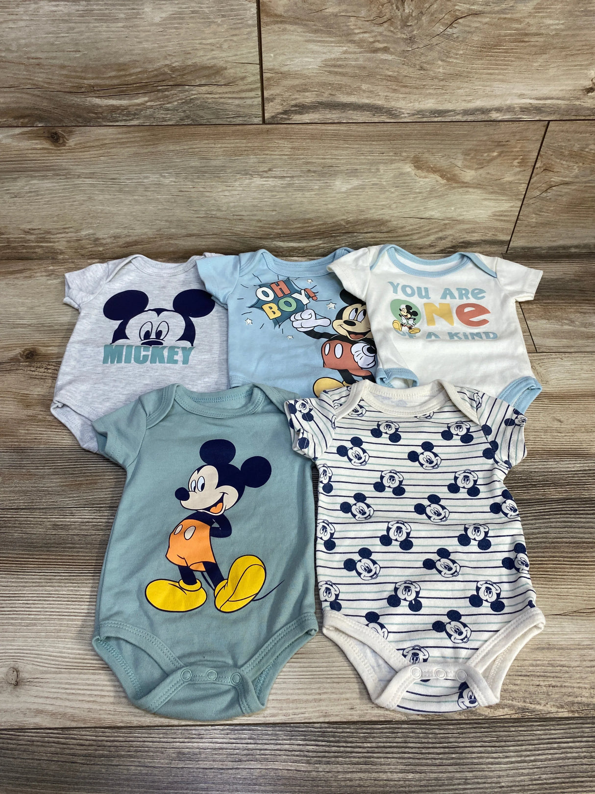 Disney Baby 5pk Mickey Mouse Bodysuits Blue sz 0-3m