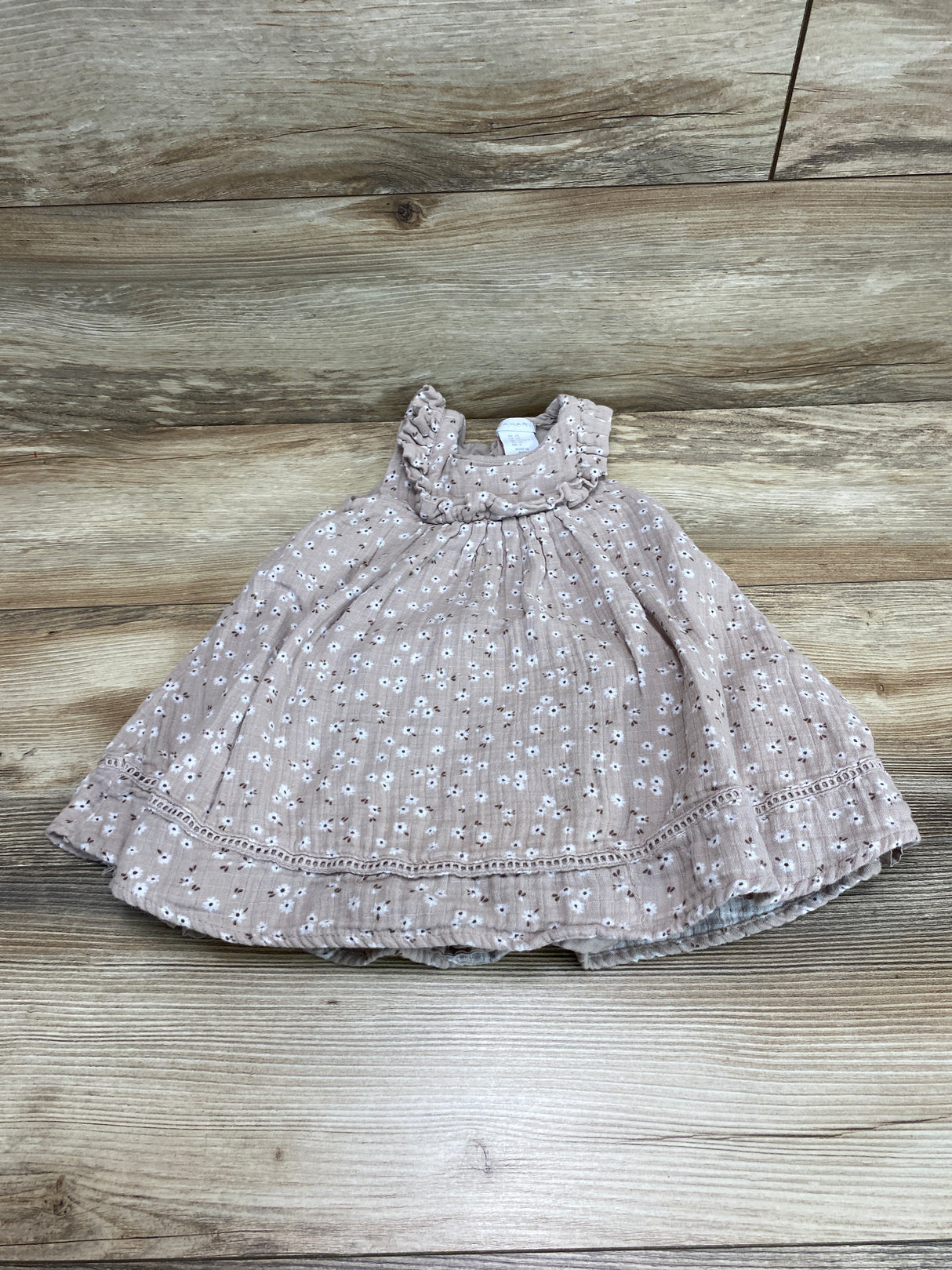 Tahari Ruffle Trim Floral Dress Taupe sz 2T