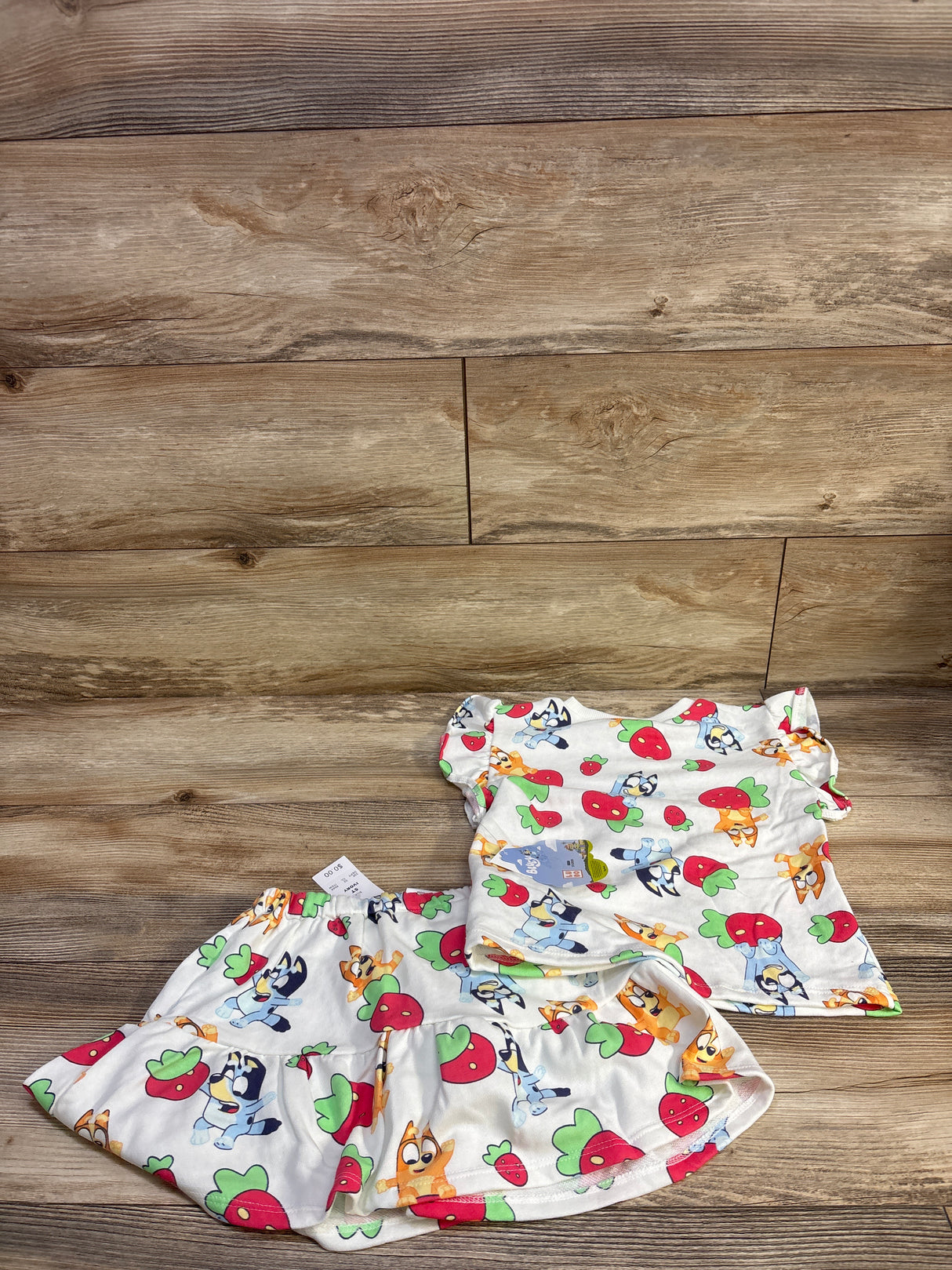NEW Bluey 2pc Bluey Strawberry Top & Skort Set White sz 5T