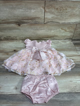 Rare Editions 2pc Metallic Tulle Dress & Bloomers Pink sz 6-9m
