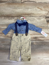 NEW Just One You 3pc Suspenders & Anchor Print Shorts Set Blue sz Newborn