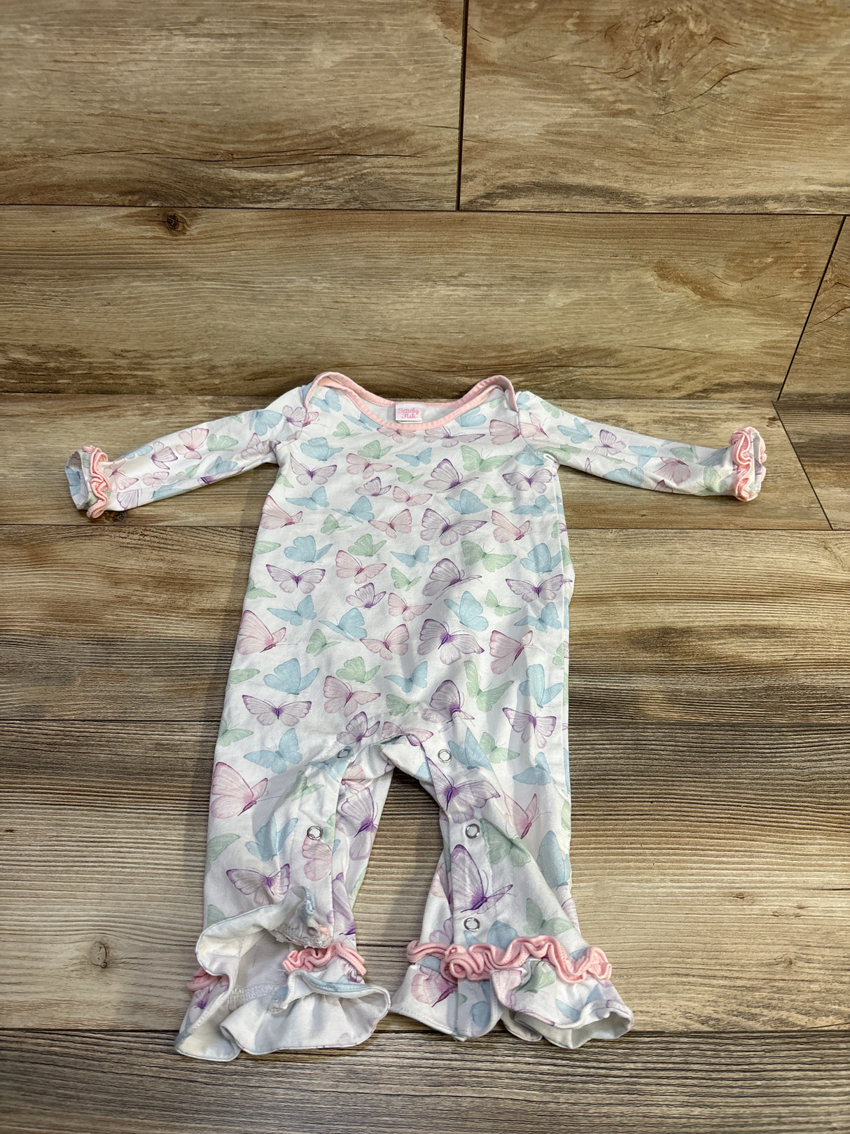 Stitchy Fish Butterfly Coverall White sz 9m