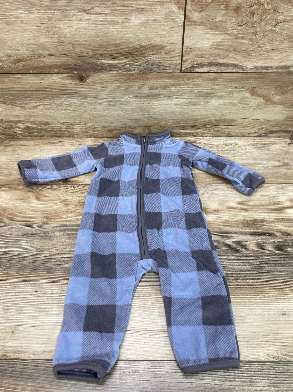 Carter's Plaid Fleece Coverall Blue sz 9m