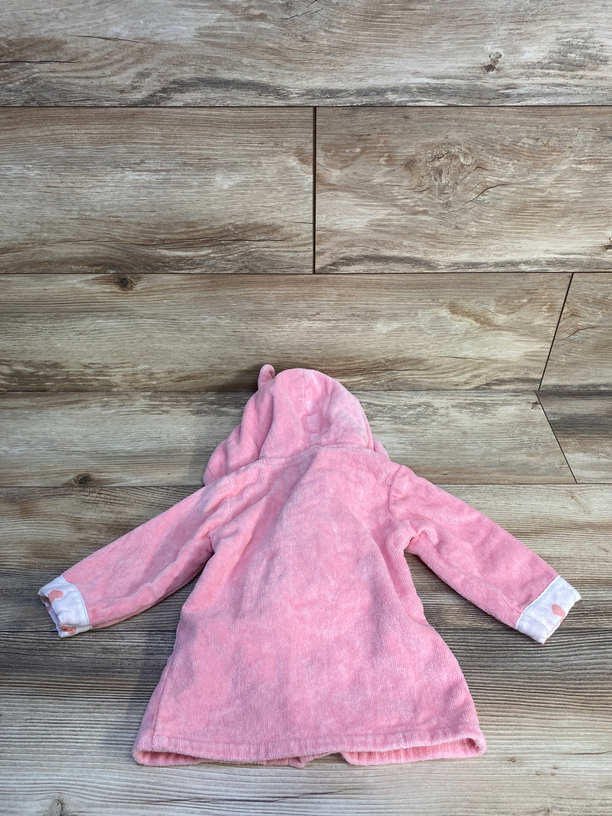 Baby Essentials Terry Cloth Heart Print Robe Pink sz 0-9m