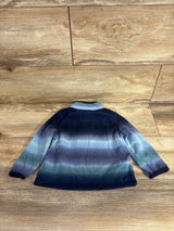 Kids long sleeve jacket with blue and green gradient pattern on wooden floor
