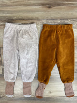 LCW 2pk Terry Cloth Footed Pants Caramel sz 9-12m