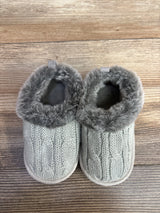 Bearpaw Faux Fur Knitted Slippers Grey sz 3/4c