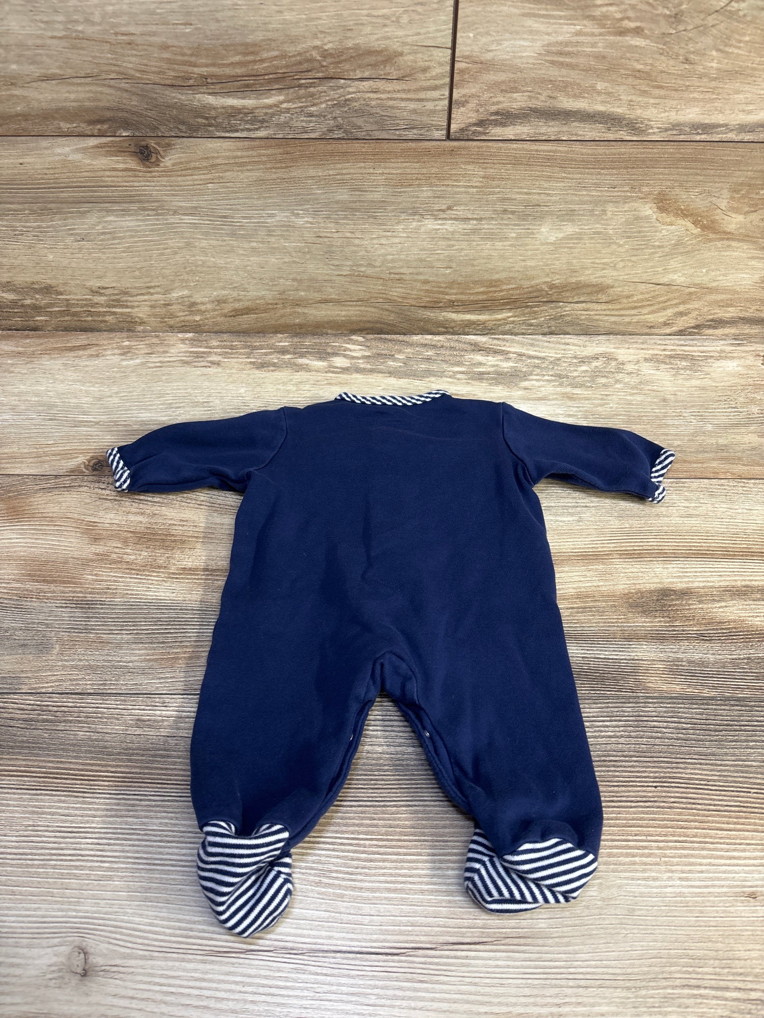 Little Me Embroidered Sailboat Snap Sleeper Navy sz Newborn