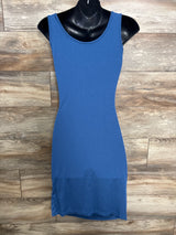 Maternity Ruched Bodycon Dress Blue sz Medium